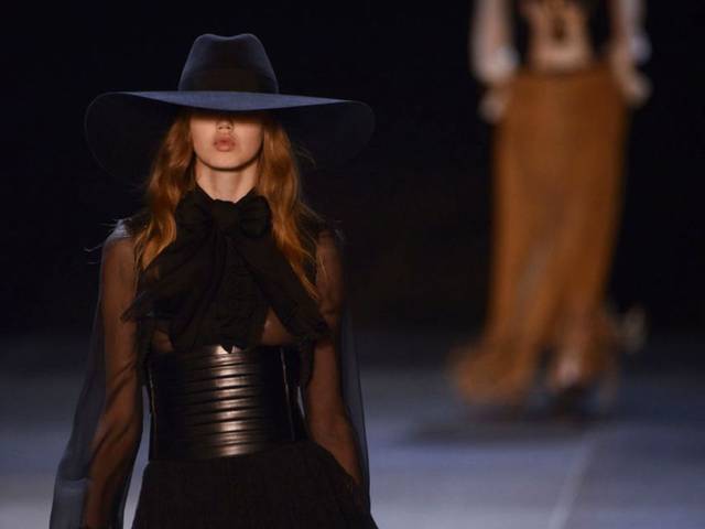 Hedi Slimane looked to the '70s for inspiration for his highly anticipated debut Saint Laurent collection