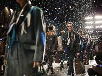 Christopher Bailey juxtaposed British heritage with Bohemian layering into the label's upcoming offerings for autumn