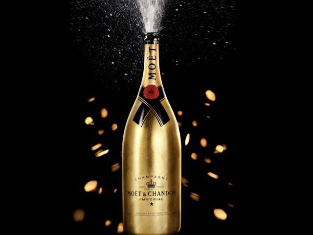 The Moët & Chandon Golden Methuselah covered in gold leaf 